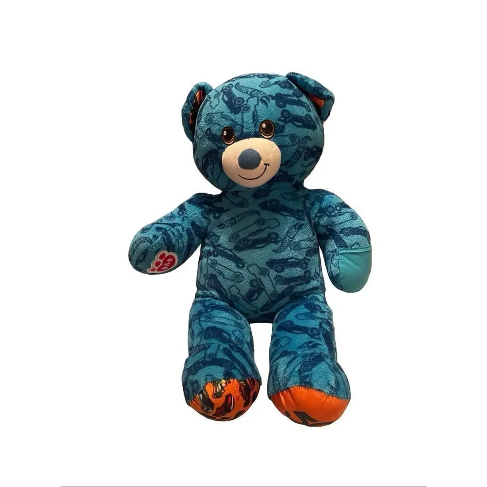 Build-A-Bear Blue Teddy Bear Hot Wheels 50th Anniversary Plush Stuffed Animal